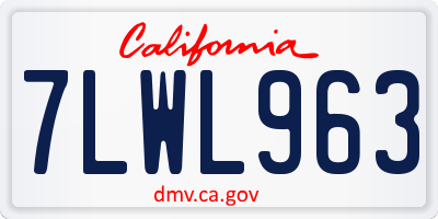 CA license plate 7LWL963