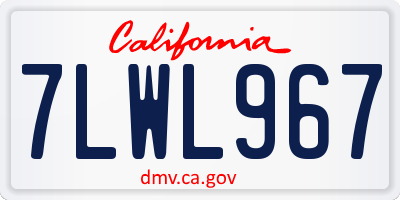 CA license plate 7LWL967