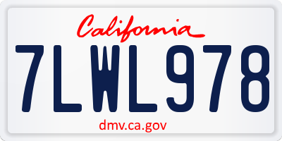CA license plate 7LWL978