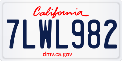 CA license plate 7LWL982