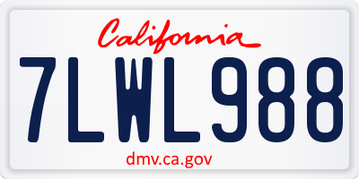 CA license plate 7LWL988