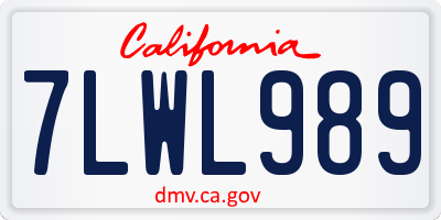 CA license plate 7LWL989