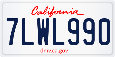 CA license plate 7LWL990