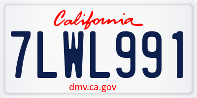 CA license plate 7LWL991
