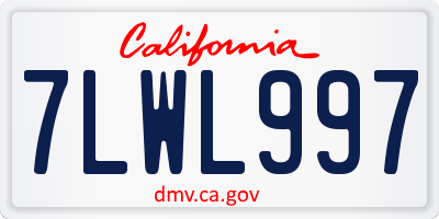 CA license plate 7LWL997