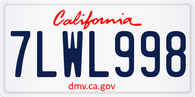 CA license plate 7LWL998