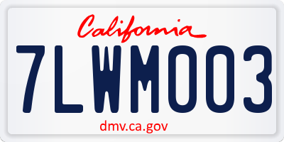 CA license plate 7LWM003
