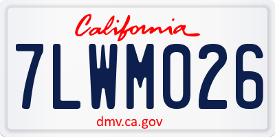 CA license plate 7LWM026