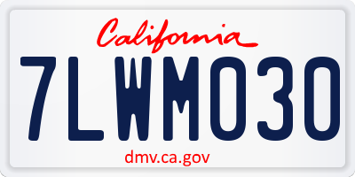 CA license plate 7LWM030