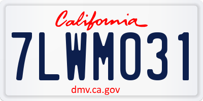 CA license plate 7LWM031
