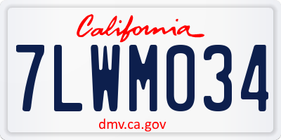 CA license plate 7LWM034