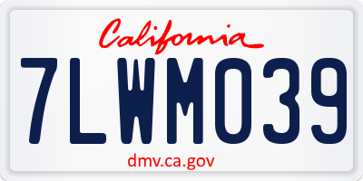 CA license plate 7LWM039