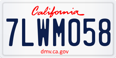 CA license plate 7LWM058