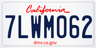 CA license plate 7LWM062