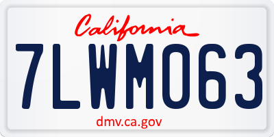 CA license plate 7LWM063
