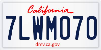 CA license plate 7LWM070