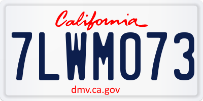 CA license plate 7LWM073
