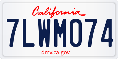 CA license plate 7LWM074