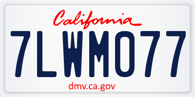 CA license plate 7LWM077