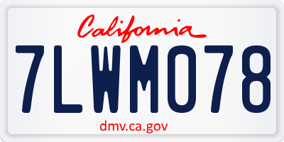CA license plate 7LWM078