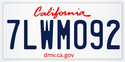 CA license plate 7LWM092