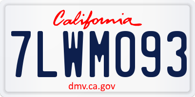 CA license plate 7LWM093