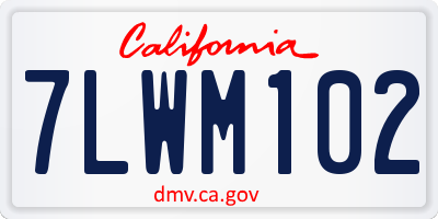 CA license plate 7LWM102