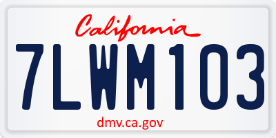 CA license plate 7LWM103