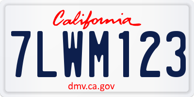 CA license plate 7LWM123