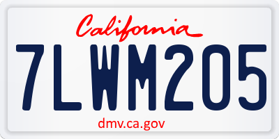 CA license plate 7LWM205