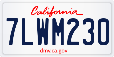 CA license plate 7LWM230