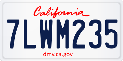 CA license plate 7LWM235