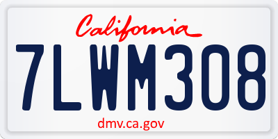 CA license plate 7LWM308