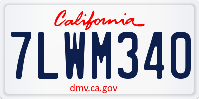 CA license plate 7LWM340