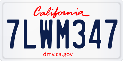 CA license plate 7LWM347