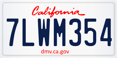 CA license plate 7LWM354