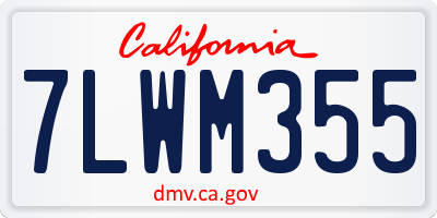 CA license plate 7LWM355