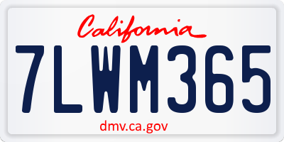 CA license plate 7LWM365