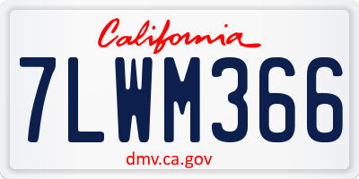 CA license plate 7LWM366