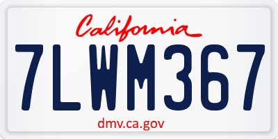 CA license plate 7LWM367