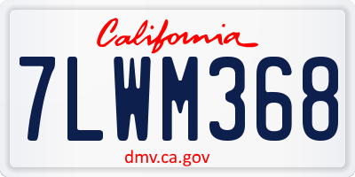 CA license plate 7LWM368