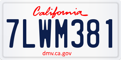 CA license plate 7LWM381