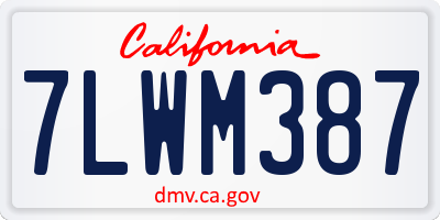 CA license plate 7LWM387