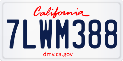CA license plate 7LWM388
