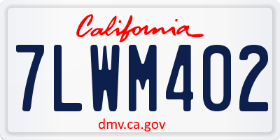 CA license plate 7LWM402
