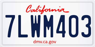 CA license plate 7LWM403
