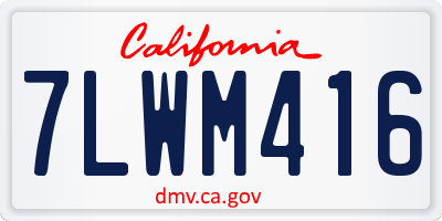 CA license plate 7LWM416