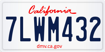 CA license plate 7LWM432