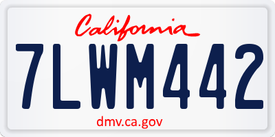 CA license plate 7LWM442