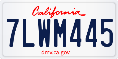 CA license plate 7LWM445